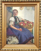 Priest emil / girl with basket of apples