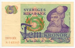 Svédország 5 svéd Korona, 1979