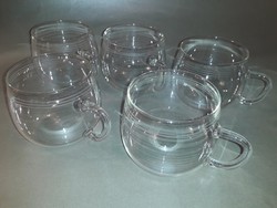 Schott&Gen Jena jelzett üveg jeges vagy forró teás füles pohár készlet 5 darabos
