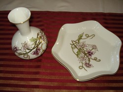 Zsolnay "Tavasz" váza és asztalközép szett