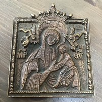 Régi orosz bronz úti ikon