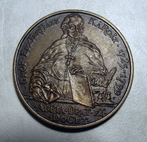 Ritka! Gróf Eszterházy Károly 1725-1799 MÉE Eger 1990, 42,5 mm 
