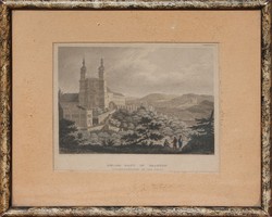 XIX. Century engraving: the former Benedictine abbey of Banz in Germany