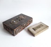 2 db retro iparművész réz doboz - retro bronz díszdobozok - csak egyben, javításra szorulnak