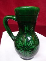 Glazed ceramic jug, 12 cm high goblet, green. He has!