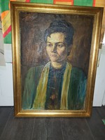 Szabó Lajos (1927-1995), "Női portré", Munkácsy-díjas festőművész, 50x70+keret, olaj, vászon