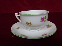 Victoria Czechoslovak antique coffee cup + placemat. He has!