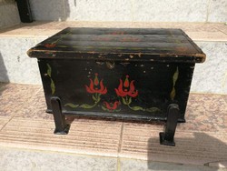 Folk painted wooden chest file storage tulip small size, jewelry desk, stationery holder