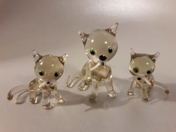 Üveg cica 3 darab mini üveg állat figura csak kirmoka részére