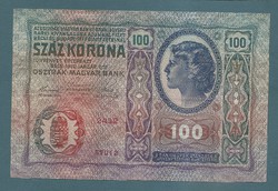 100 Korona 1912 VF+ Deutschösterreich bélyegzés Magyar - Német változat 