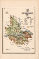 Esztergom megye térkép 1887 (5), Magyarország, vármegye, atlasz, eredeti, Kogutowicz Manó, 28 x 44
