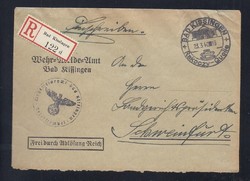 Német birodalmi 1940 ajánlott levél Bad Kissingen Rákóczy quelle Horogkeresztes bélyegző Schweinfurt