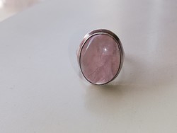 Ezüst gyűrű gyönyörű rózsakvarc kővel díszítve 925 