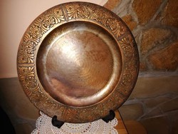 Lignifer ISZ réztányér, tányér, falitányér, 36 cm az átmérője,Gyűjtői szépség