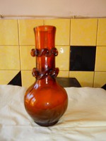 Huta üveg váza  -vastag -masszív kézműves darab