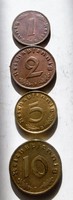 1, 2, 5, 10  Pfennig  HK-es    1938,1937,1938. 1938 RR