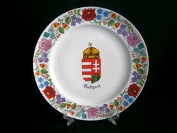 Eredeti Kalocsai porcelán falitál, fali tányér, Magyar címerrel 24 cm átmérő 1-es