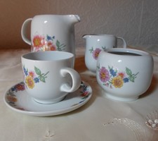 Great Plain porcelain floral coffee set, 1 person (spouts, sugar bowl, cup with saucer)