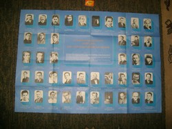 "A magyar haladó ifjúsági mozgalmak jeles vezetőinek arcképcsarnokából" - 85,5 x 61 cm -retro plakát