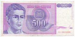 Jugoszlávia 500 jugoszláv Dínár, 1992