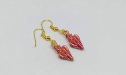 18K gold plated pink sea snail earrings