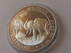2017 Szomália ezüst elefánt 31,1 gramm 0,999 gyönyörű