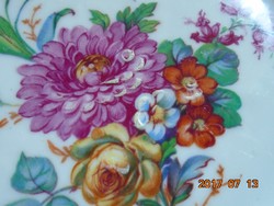 KARLSBAD CARL KNOLL monogrammal,kézzel festett virág mintás,ezüst klasszikus szegély mintás tányér