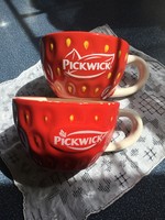 Pickwick gyüjtöi piros epres kerámia csészék párban