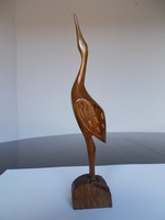 Régi, fából faragott madár figura, gém