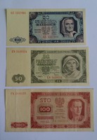 Lengyelország 20 ( Ef),50 (Ef) és 100 ( Vf+) Zloty 1948. 