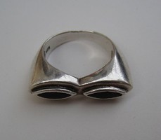 Onix köves "szempár", különleges ezüst gyűrű