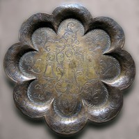 No. 19 Antique oriental copper plate bowl 3 women with plant motifs 20cm decorative plate decorative plate tray