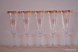 5 champagne glasses with gilded edges