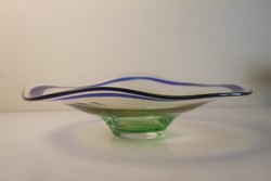 Retro cseh fújt üveg tál, asztalközép