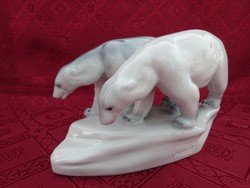 Zsolnay porcelain, polar bear pair, length 18 cm, height 11.5 cm. He has!