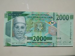 Guinea 2000 francs 2019 UNC A legújabb címlet!