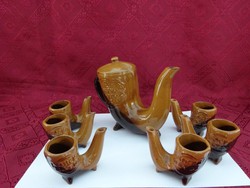 Xahcka scatpa, khan tent brandy set. Glazed pottery, 6 eyes. Spout height 13 cm. He has!