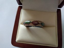 Szép aranyozott zománcozott  antik gyűrű áron alul eladó!