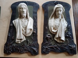 Tipikus szecessziós fali képek párban, Mária Jézus 58 cm