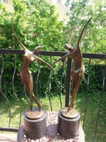 Táncoló női aktok - art deco bronz szobrok