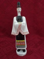 Aquincum porcelain figural statue, boy in folk costume. He has!