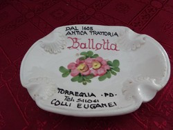Antique Italian ashtray, trattoria ballot. Its size is 14.5 x 10.5 cm. He has!