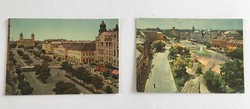 2db retro, vintage színes Debrecen 1962-es képeslap: Vöröshadsereg útja + Debrecen látkép