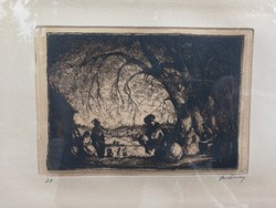 Gyula Rudnay, original copperplate engraving. A very beautiful work by our famous painter.
