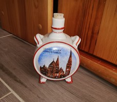 Rare zsolnay porcelain Szeged memorial votive church water bottle, collector beauty,