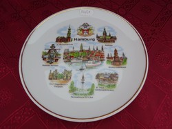 German porcelain decorative plate with Hamburg landmarks, diameter 20 cm. He has!