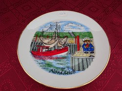 German porcelain decorative plate, norddeich view, diameter 19 cm. He has!