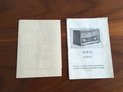 Sofia rádió használati utasítása és kapcsolási rajza, 1961.