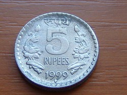 INDIA 5 RÚPIA 1999 (kis pont/gyémánt): Mumbai (Bombay) Pénzverde #