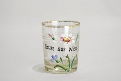 Centennial Viennese commemorative cup hand-painted gilded gruss aus wien floral 8.5x7cm flawless